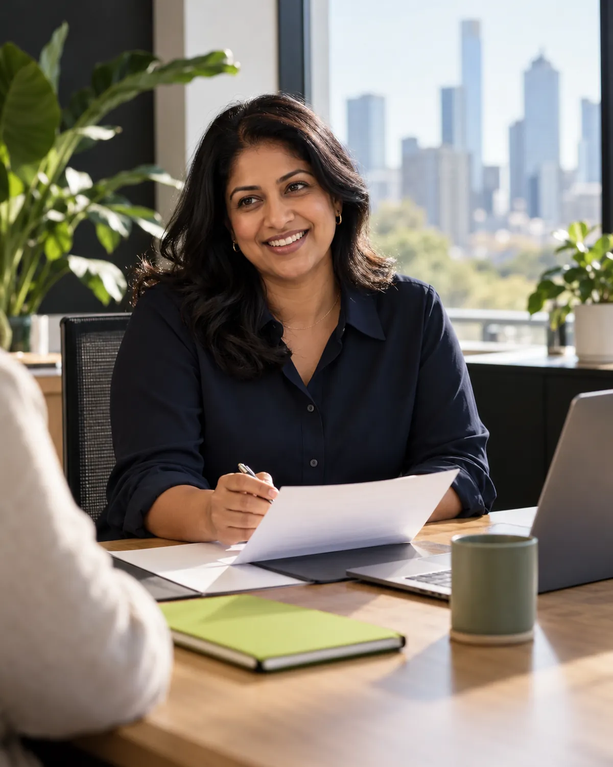 Accountant reviewing tax documents at a desk